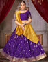 Traditional Function Wear Heavy Jacquard Silk Lehenga Choli Collection Purple Fancy Jaquard Silk Lehenga Choli Front View